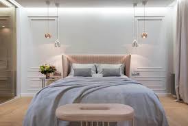 Peaceful bedroom environment with soft lighting